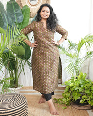 Mehendi green buti Chanderi Kurta