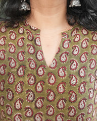 Mehendi green buti Chanderi Kurta