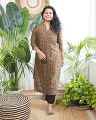 Mehendi green buti Chanderi Kurta