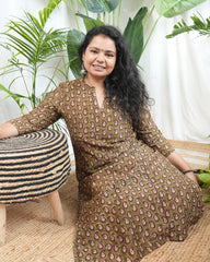 Mehendi green buti Chanderi Kurta