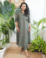 Green lines muslin silk coord set