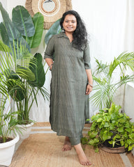 Green lines muslin silk coord set