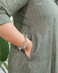 Green lines muslin silk coord set