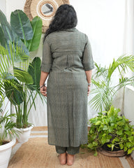 Green lines muslin silk coord set