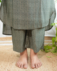 Green lines muslin silk coord set