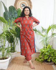 Maroon Sanganeri print coord set