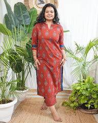 Maroon Sanganeri print coord set