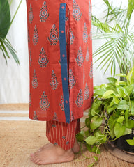 Maroon Sanganeri print coord set