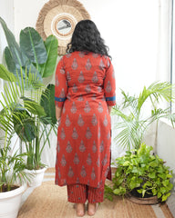 Maroon Sanganeri print coord set