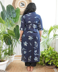 Indigo Floral Collared Kurta