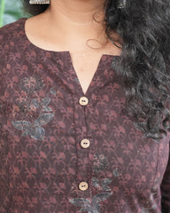 Brown Bagru Aline kurta
