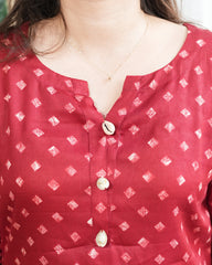 Red Bandhini muslin silk kurta