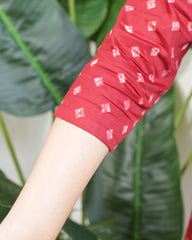 Red Bandhini muslin silk kurta