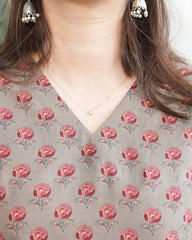 Mouse Rose Motif Kurta with pocket