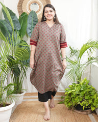 Mouse Rose Motif Kurta with pocket
