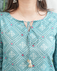 Ferozi Bandhini jaal muslin silk kurta