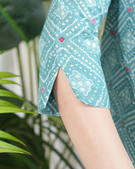 Ferozi Bandhini jaal muslin silk kurta