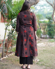 Dark brown bindi chanderi Aline Kurta with pocket