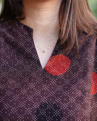 Dark brown bindi chanderi Aline Kurta with pocket