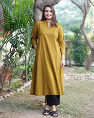 Mustard mehendi buti Aline kurta