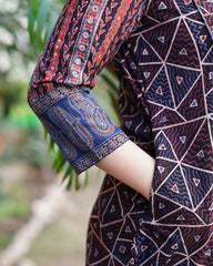 Coffee Ajrakh Aline Kurta with pocket