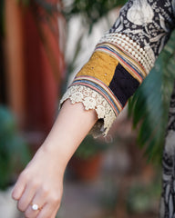 Black kalamkari lacework kurta duppata set