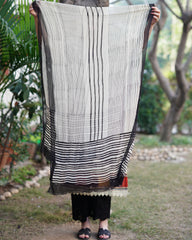 Black kalamkari lacework kurta duppata set