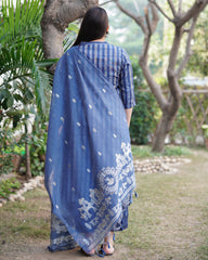 Indigo stripe chanderi full suit set