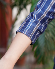Indigo stripe chanderi full suit set
