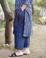Indigo stripe chanderi full suit set