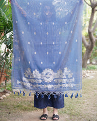 Indigo stripe chanderi full suit set