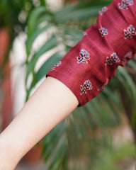 Maroon small flower chanderi full suit set