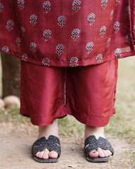 Maroon small flower chanderi full suit set