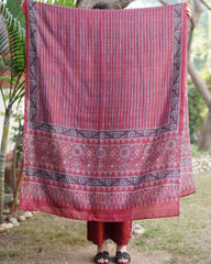 Maroon small flower chanderi full suit set