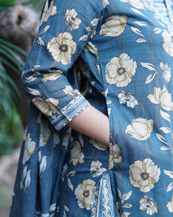 Grey floral Sanganeri full suit set