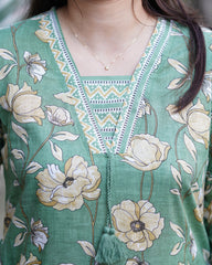 Pista green Sanganeri full suit set