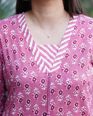 Pink flower Sanganeri full suit set