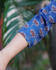 Blue Lotus Handblock Modal Silk Kurti