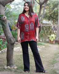 Premium maroon minar Modal silk Shirt