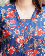 Royal blue floral Full suit set