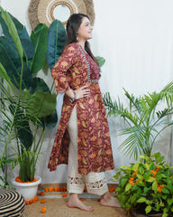 Gerua jaal yoke kurta