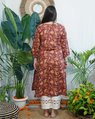 Gerua jaal yoke kurta