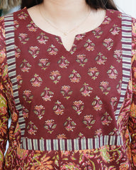 Gerua jaal yoke kurta