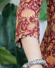 Gerua jaal yoke kurta