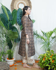 Brown yoke kurta