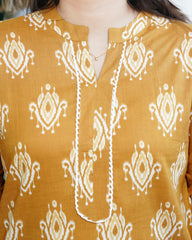 Mustard Ikkat print Kurta
