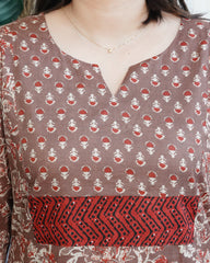 Brown floral Yoke kurta