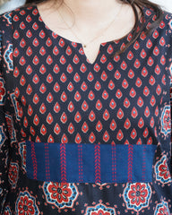 Black Yoke Sanganeri Kurta