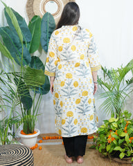 Cream floral Kurta
