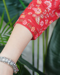 Magenta Floral yoke kurta